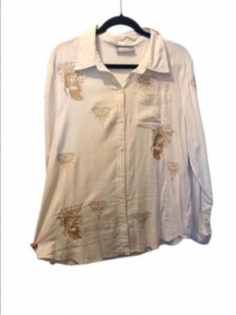 Blue B Women's Western 'Be A Legend' Embroidered Long Sleeve Linen-Blend L